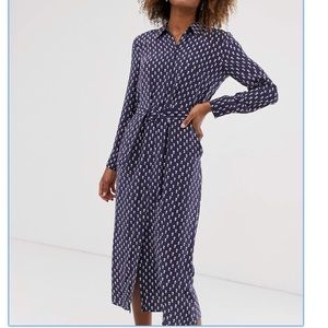 & Other Stories Belted Floral Navy Blue Midi Dress 2